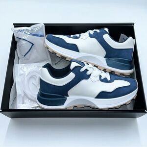 Men’s White & Navy Blue Chunky Sneakers - Size 10.5